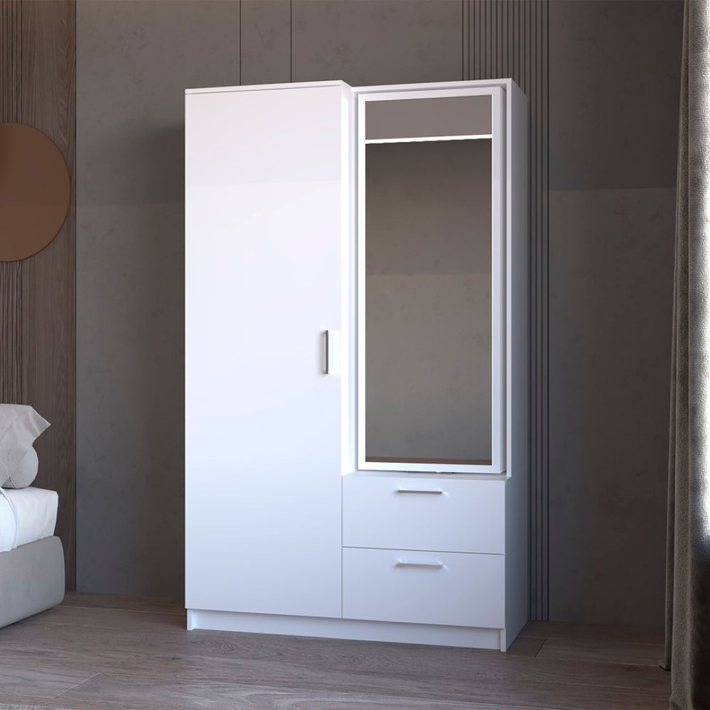 English Elm Emporia White Armoire with Dual Zone Wardrobe and Shoe Storage for Bedroom B092S00278