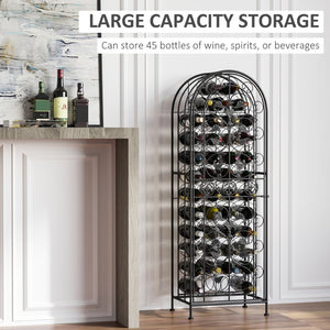 English Elm Homcom 45 Bottle Iron Wine Rack Cellar Cage Lockable Door Old World Bronze Finish W2225P217380