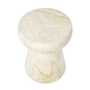 English Elm U_style Sculptural Mushroom Pedestal Table Travertine Mgo Stone Look Patio Accent Beige,Yellow N711P422070M