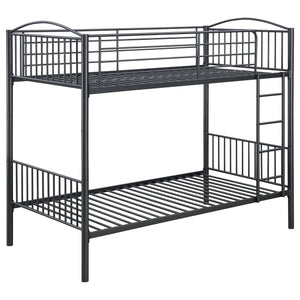 English Elm Anson Gunmetal Twin Over Twin Bunk Bed with Sturdy Steel Slats, Durable Metal Frame, Sleek Industrial Style B062P344917
