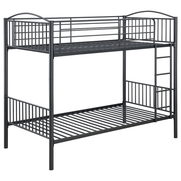 English Elm Anson Gunmetal Twin Over Twin Bunk Bed with Sturdy Steel Slats, Durable Metal Frame, Sleek Industrial Style B062P344917