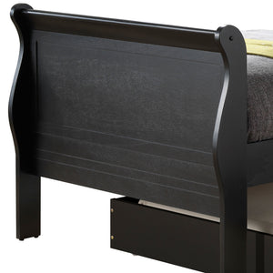 English Elm Timeless Twin Storage Bed Black — Space-Saving Particle Board Design with Under-Bed Organizer, Durable Style B078S00357