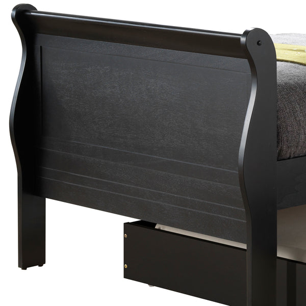 English Elm Timeless Twin Storage Bed Black — Space-Saving Particle Board Design with Under-Bed Organizer, Durable Style B078S00357