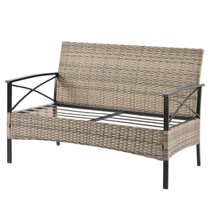 English Elm Patio Four-Piece Wicker Furniture Set - Stylish Outdoor Seating With Plush Cushions & Metal Table W1703S00031-GIGA