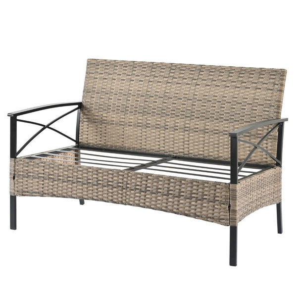 English Elm Patio Four-Piece Wicker Furniture Set - Stylish Outdoor Seating With Plush Cushions & Metal Table W1703S00031-GIGA