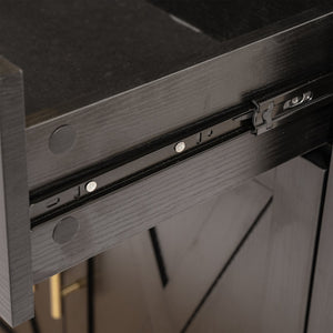 English Elm 71" Fluted Tall Arched Pantry Cabinet with Tempered Glass Door, Adjustable Shelves, Silent Drawer, Anti-Tip Safety and Stylish Metal Handles for Kitchen Living Dining Black W2917P384705