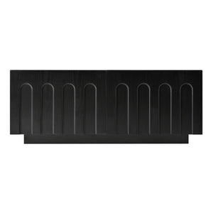 English Elm ON-TREND Elegant Arched TV Stand & Convertible Coffee Table with 4 Drawers Spacious Storage and Durable MDF Finish Black N721P329091B