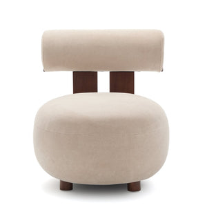 English Elm Modern Sculptural Velvet Accent Chair with Solid Wood Legs for Eclectic Living Spaces Light Brown,Walnut N776P420637B