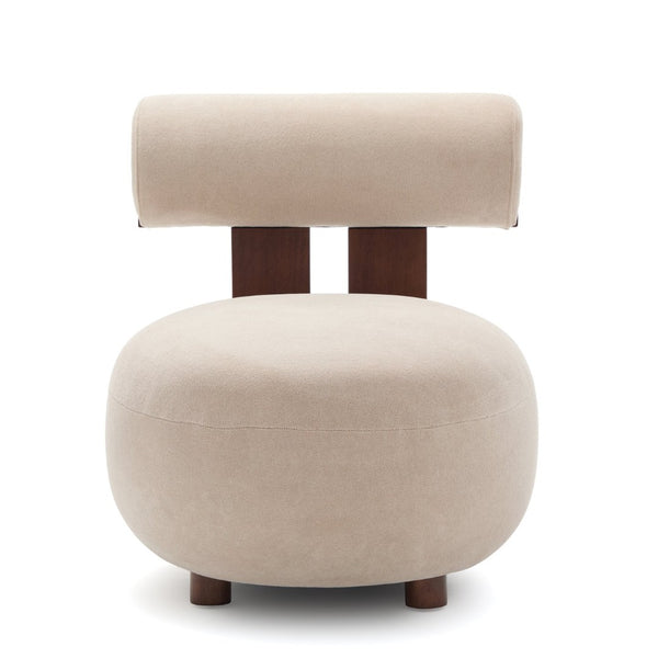English Elm Modern Sculptural Velvet Accent Chair with Solid Wood Legs for Eclectic Living Spaces Light Brown,Walnut N776P420637B