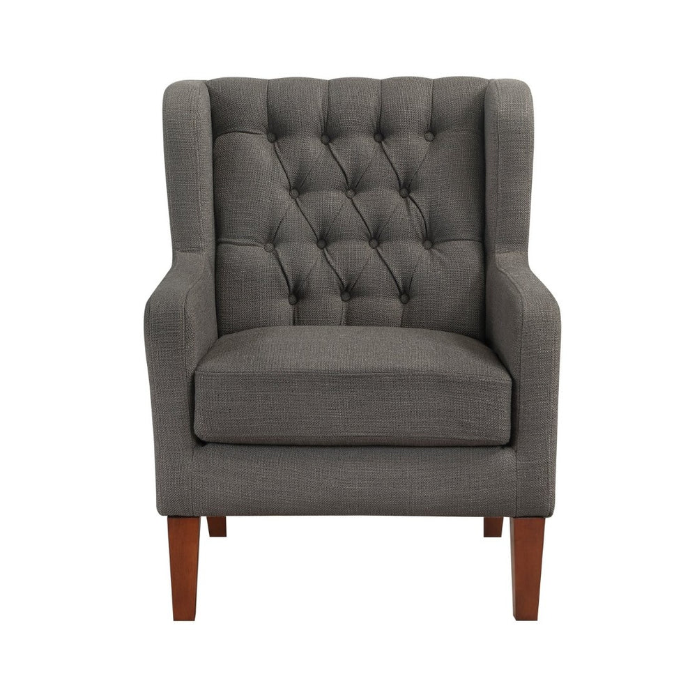 English Elm Classic Wingback Button-tufted Accent Chair Plush Foam Seat Solid Wood Legs Formal Style B011P419469