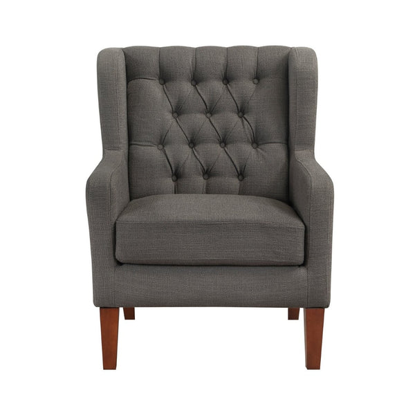 English Elm Classic Wingback Button-tufted Accent Chair Plush Foam Seat Solid Wood Legs Formal Style B011P419469