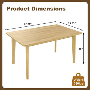 English Elm Rustic Minimalist Rubberwood Dining Table with Tapered Legs for Small Apartment Spaces Natural N752P368503A