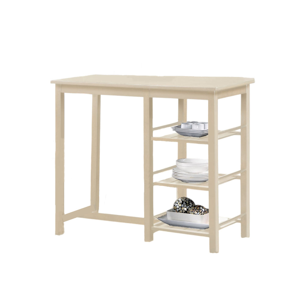 English Elm Nyssa 3‑Piece Buttermilk Counter Height Breakfast Set with 3 Slatted Storage Shelves, 510lb Capacity B2726P348941