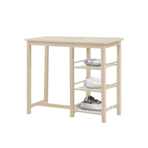 English Elm Nyssa 3‑Piece Buttermilk Counter Height Breakfast Set with 3 Slatted Storage Shelves, 510lb Capacity B2726P348941