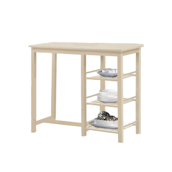 English Elm Nyssa 3‑Piece Buttermilk Counter Height Breakfast Set with 3 Slatted Storage Shelves, 510lb Capacity B2726P348941