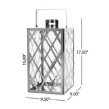 Christopher Knight Home® - Noble House - Ashuelot Outdoor 18" Modern Stainless Steel Lantern