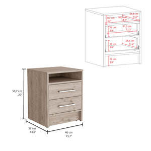 English Elm Eter Compact Nightstand with Two Smooth-Glide Drawers and Top Shelf for Smart Space Saving_x0008_ Gray 22.8 L x 18.9 W x 7.5 H B07091862