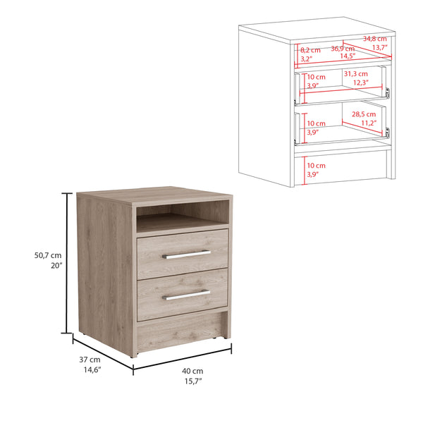 English Elm Eter Compact Nightstand with Two Smooth-Glide Drawers and Top Shelf for Smart Space Saving_x0008_ Gray 22.8 L x 18.9 W x 7.5 H B07091862