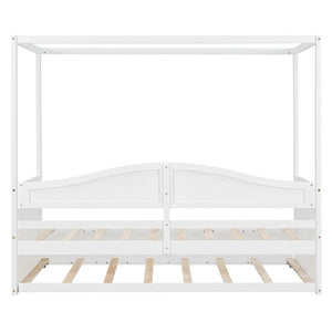 English Elm Twin Canopy Daybed with Pull Out Trundle Pinewood Frame for Kids or Guest Rooms N708P373423K