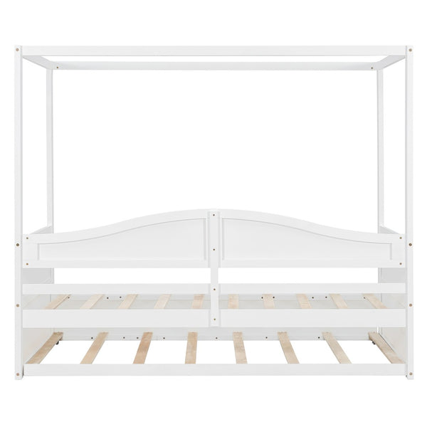 English Elm Twin Canopy Daybed with Pull Out Trundle Pinewood Frame for Kids or Guest Rooms N708P373423K