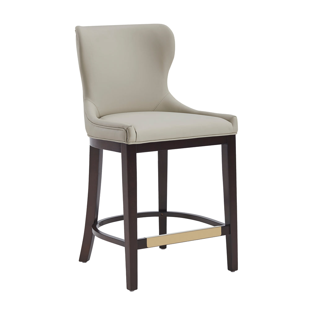 English Elm Blair Stone Leatherette Counter Stool – Chic Beech Wood Legs, Wingback Design, Fully Assembled Comfort B365P398067