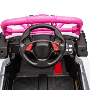 English Elm 12v Kids Electric Utv Ride on Toy with Parental Remote Swing Function and Shock Absorbers Pink W1578P368159