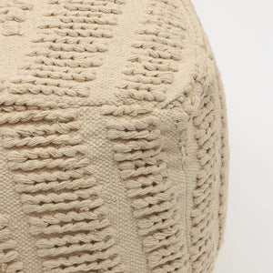 English Elm Geometric Handwoven Pouf 18" x18" Beige Cotton Accent Seat — Lightweight, Stylish Footrest for Home DecorGeometric Handwoven Pouf 18" x18" Beige Cotton Accent Seat — Lightweight, Stylish Footrest for Home Decor B346P320756