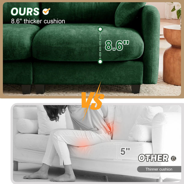 English Elm Modular U-Shaped Sectional Couch With Ottoman, Soft Chenille, Ergonomic Comfort For Any Space W714S01403