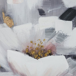 English Elm 32.3x40.2" Sarah Framed Floral Wall Art - Hand-Painted Oil Canvas, Muted Blue & Pink Elegance for Living Room Decor (Framed) W2078P390187