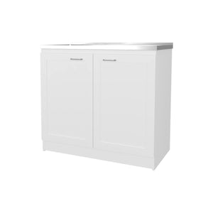English Elm White 36" Sink Base Cabinet with Integrated Sink, Double Doors & Interior Shelf for Organized Kitchens B062S00626