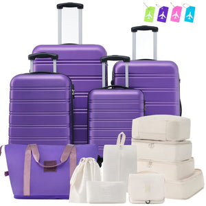 English Elm Hardshell 5 Piece Abs Spinner Luggage Set with Tsa Lock Expandable Travel Suitcases Purple PP310249AAI