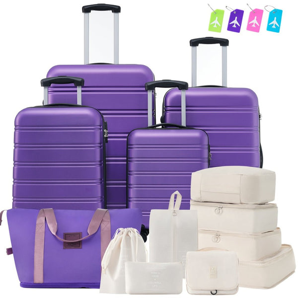 English Elm Hardshell 5 Piece Abs Spinner Luggage Set with Tsa Lock Expandable Travel Suitcases Purple PP310249AAI