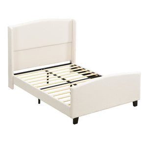 English Elm Full Platform Bed Tall Teddy Velvet Headboard Solid Wood Legs No Box Spring Needed W1716P419743