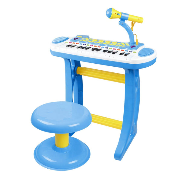 English Elm Qaba Kids 31 Key Electronic Piano with Microphone Stool Flashing Lights and Songs W2225P229229