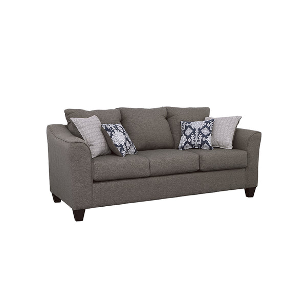 English Elm Ralston Charcoal Grey Sofa with Pillow — Traditional Flared Arms, Neutral Warm Fabric, Espresso Wood Finish B062P357832