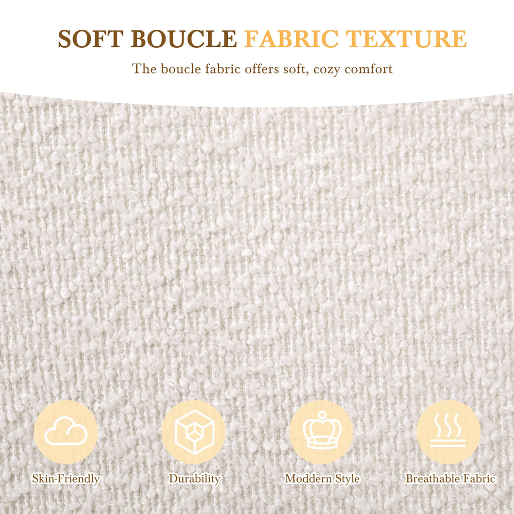 English Elm Christopher Knight Home® - Queen Boucle Platform Bed with Curved Headboard, Beige Upholstered Queen Bed, Sturdy Frame, Easy Assembly N757P214755I