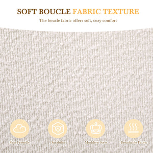 English Elm Christopher Knight Home® - Queen Boucle Platform Bed with Curved Headboard, Beige Upholstered Queen Bed, Sturdy Frame, Easy Assembly N757P214755I