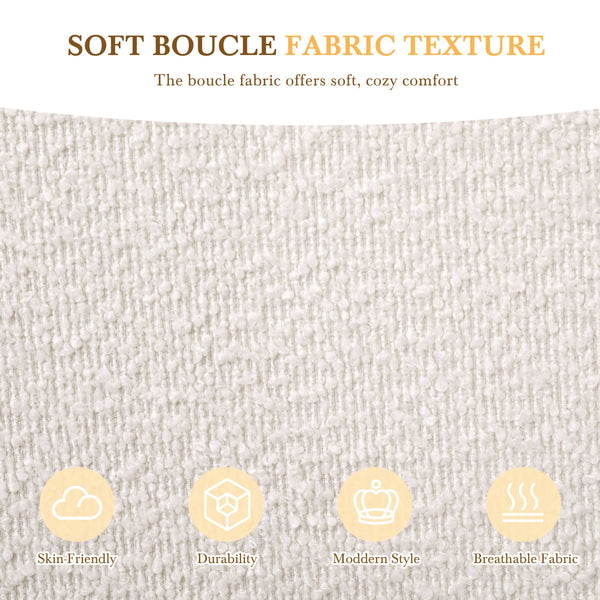 English Elm Christopher Knight Home® - Queen Boucle Platform Bed with Curved Headboard, Beige Upholstered Queen Bed, Sturdy Frame, Easy Assembly N757P214755I