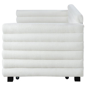English Elm Fandango Boucle Upholstered Twin Daybed with Trundle Pull Out for Modern Bedrooms B062S01631