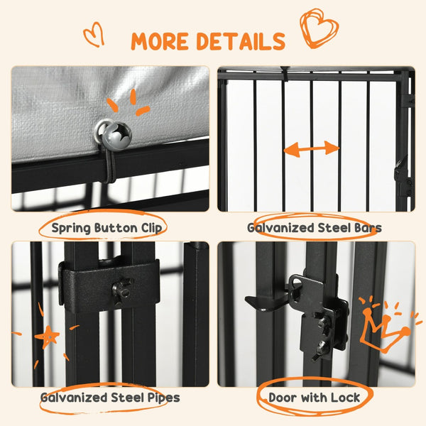 English Elm Pawhut Outdoor Dog Run Kennel with Canopy Heavy Duty Steel Chain Link Playpen W2225P217157