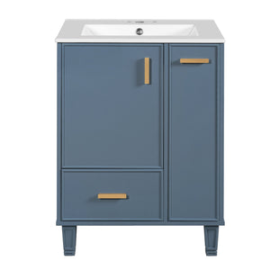 English Elm Christopher Knight Home® - 24" Bathroom Vanity with Ceramic Sink, Solid Wood Frame, Soft-Close Drawers & Ample Storage Appeal Grey N759P269734E