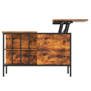 English Elm Farmhouse Lift Top Coffee Table with Hidden Compartment & 3 Shelves, Adjustable 20.3–25.6" Height W2735P332168