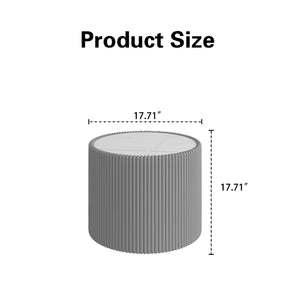 English Elm Light Marble Top Cylinder End Table - Modern Leather-Wrapped Accent For Living Room & Decor W3081P367625