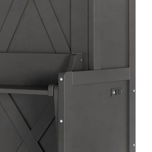 English Elm Queen Murphy Bed with Fold Down Desk Led Lighting and Usb Port for Home Office Dark Gray W1580S00457