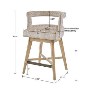 JLA Home Madison Park - Swivel Glenwood Counter Stool in Cream Upholstery with Wheat Wood Legs, 180° Rotation & Bronze Kickplate MP104-0787