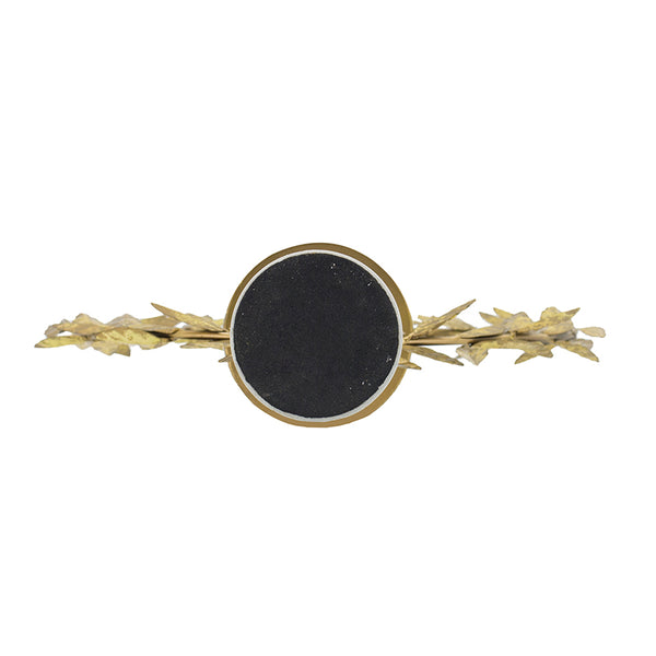 English Elm 14.2x3.5x19.7" Floral Hurricane with Marble Base, Gold-Accent Iron Décor for Living & Dining Rooms W2078P390752