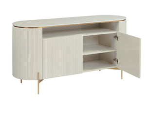 Sunpan Paloma Sideboard - Luxurious High Gloss Finish With Sculptural Design And Gold Accents For Modern Spaces Cream Wood 111908