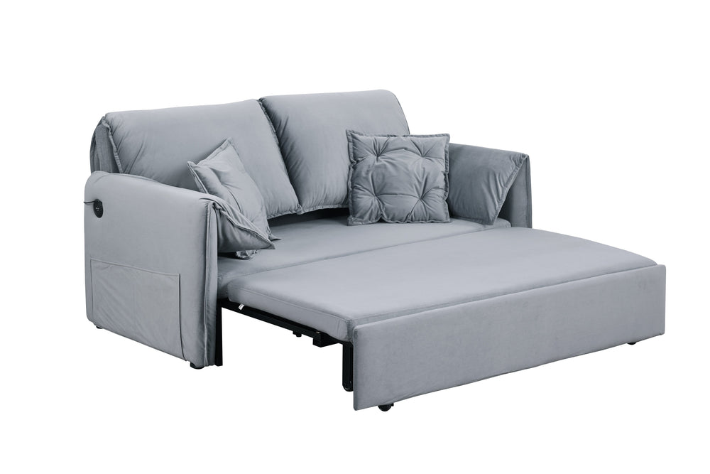 English Elm 3 In 1 Sleeper Sofa Couch Bed - Stylish Grey Velvet, Space-Saving Design, Versatile For Small Areas W1420P225081