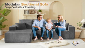 English Elm Modular Sectional Sofa - Modern L-Shaped Cloud Couch, No Assembly, Soft Corduroy, Versatile Comfort W3434S00002