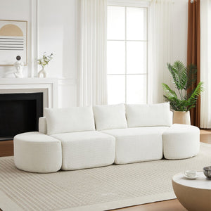 English Elm 106.3-inch Chenille Modular Sectional with Curved Ottomans and Cloud Comfort Seating W3505P383961